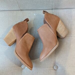 Jeffrey Campbell Rosalee Leather Chestnut Brown Ankle Boots Heeled Booties Sz 6